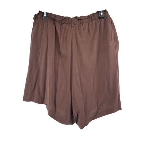 Torrid 2X Brown Stretch Challis Paperbag Waist High Rise Pull-On Shorts 4” - Picture 7 of 13